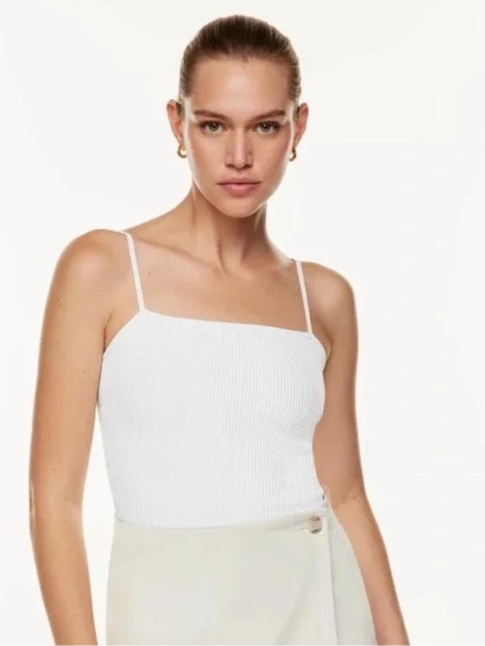 Babaton Sculpt Knit Ribbed Square Neck Tank Top Small